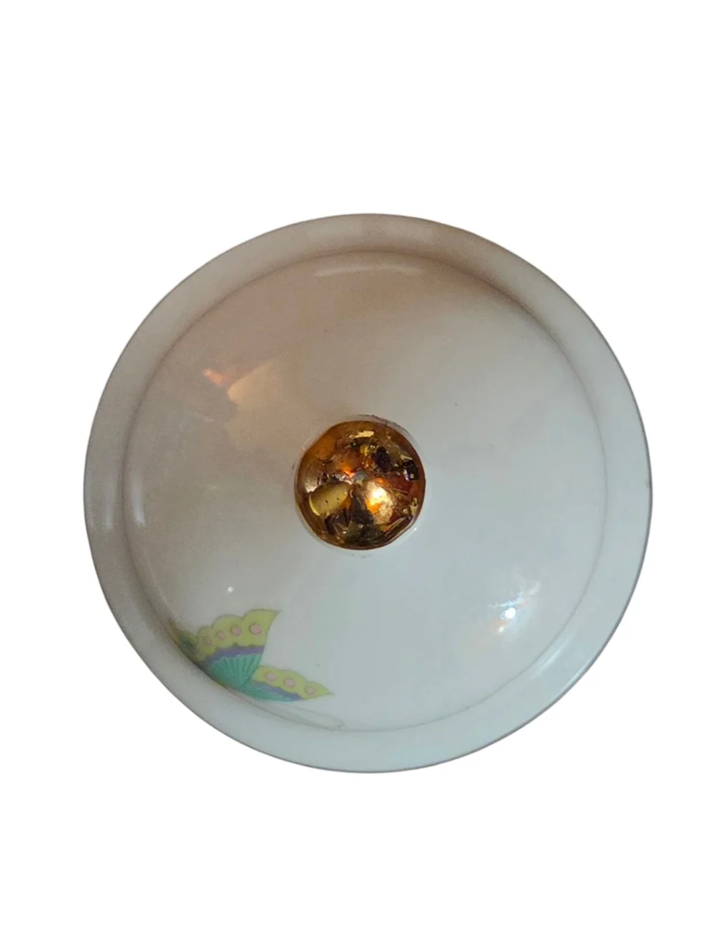 Vintage Iris Japan White Porcelain Ginger Jar Gold Trim Floral Lid